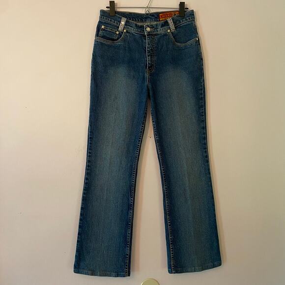Lawman Women size 9 / 30 Straight Leg Jeans Rhinestone Slim Fit Vintage Western - Picture 1 of 12